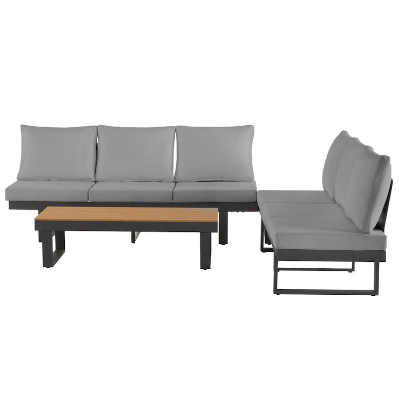 Ensemble de canapé modulable d'extérieur avec table basse, table d'appoint et sièges inclinables