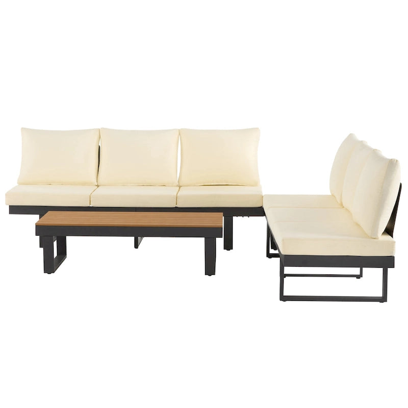 Ensemble de canapé modulable d'extérieur avec table basse, table d'appoint et sièges inclinables