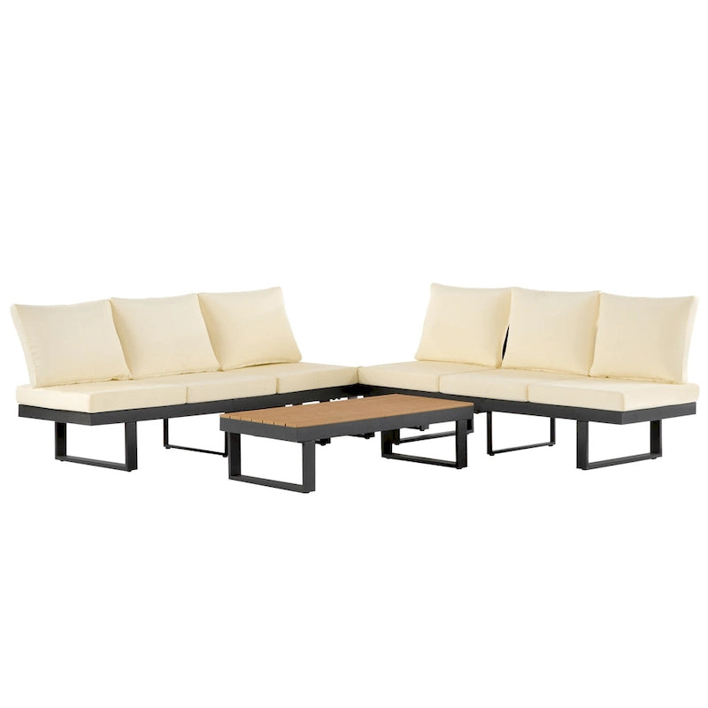Ensemble de canapé modulable d'extérieur avec table basse, table d'appoint et sièges inclinables