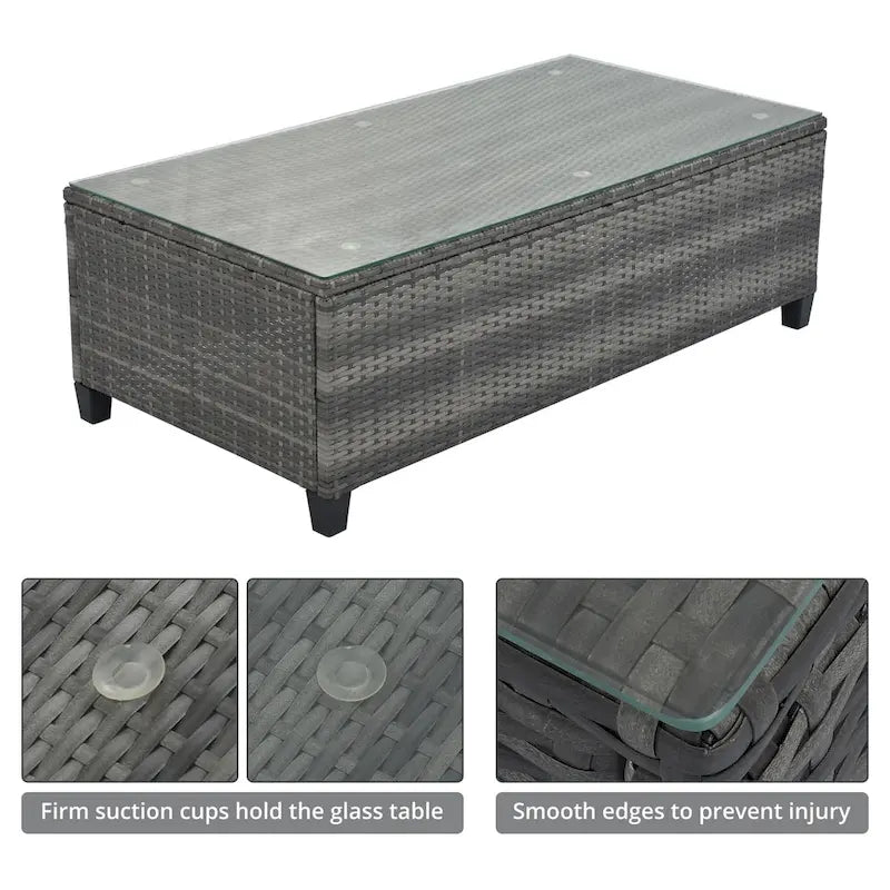 Ensemble de canapé d'angle incurvé en osier 8 pièces pour l'extérieur avec table basse