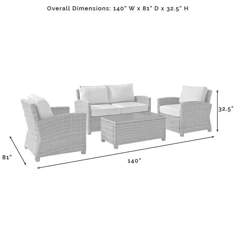 Ensemble de conversation d'extérieur 4 pièces en osier Bradenton - Crosley