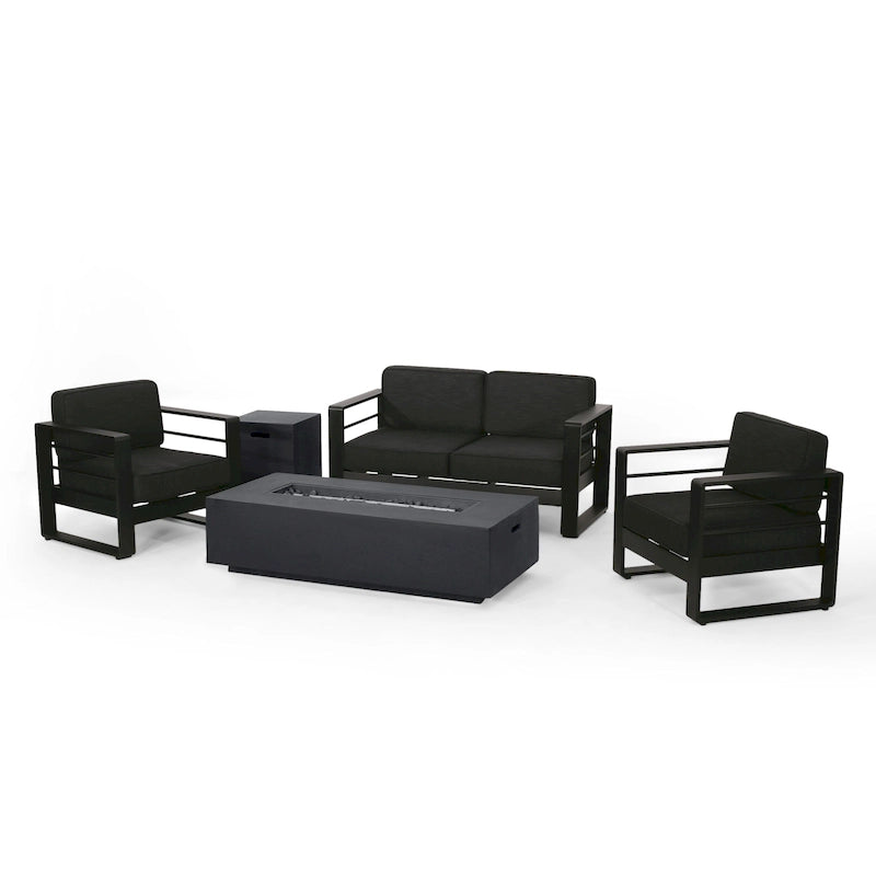 Ensemble de conversation d'extérieur 4 places en aluminium Maya Bay avec foyer de Christopher Knight Home