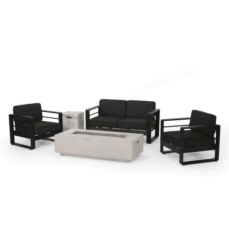 Ensemble de conversation d'extérieur 4 places en aluminium Maya Bay avec foyer de Christopher Knight Home