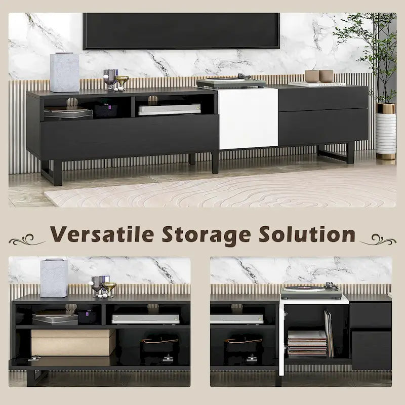 Meuble TV moderne pour téléviseur 80 pouces avec double espace de rangement - 15.00 x 70.90 x 19.70