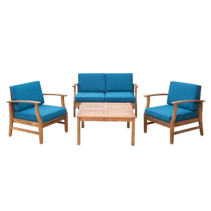 Salon de conversation 5 pièces Perla Acacia avec coussins par Christopher Knight Home