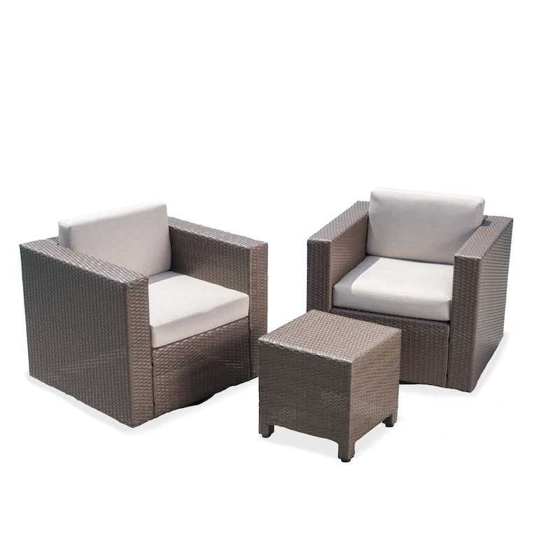 Salon de conversation Puerta Outdoor Wicker 3 pièces pivotant avec coussins de Christopher Knight Home