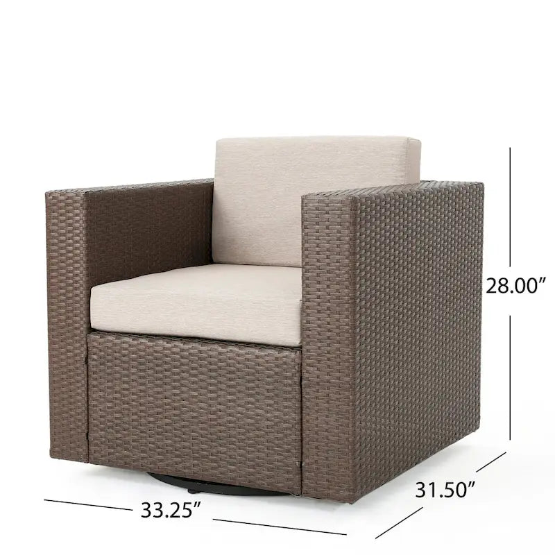 Salon de conversation Puerta Outdoor Wicker 3 pièces pivotant avec coussins de Christopher Knight Home