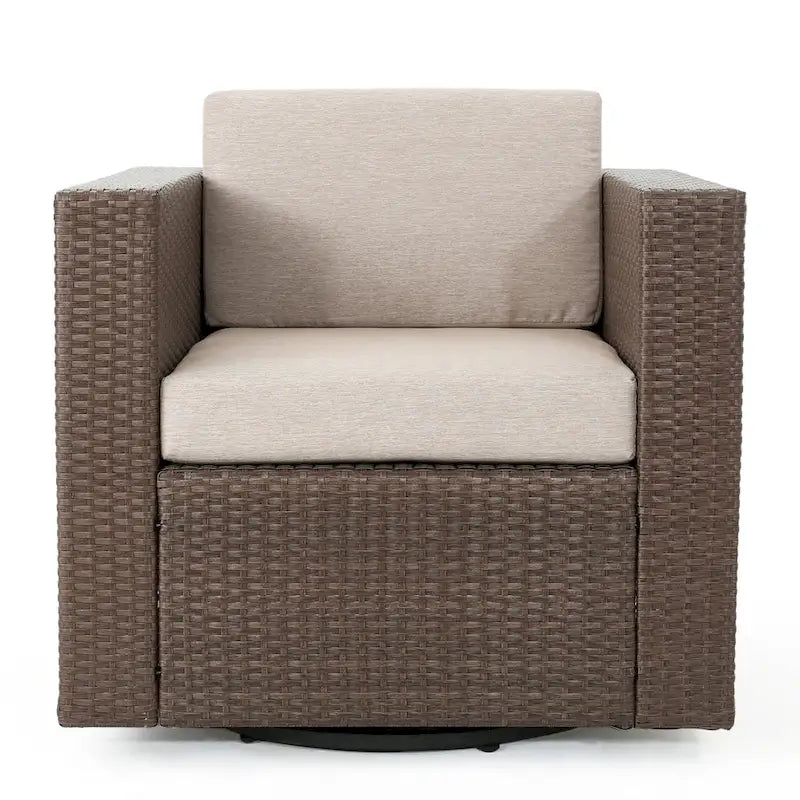 Salon de conversation Puerta Outdoor Wicker 3 pièces pivotant avec coussins de Christopher Knight Home