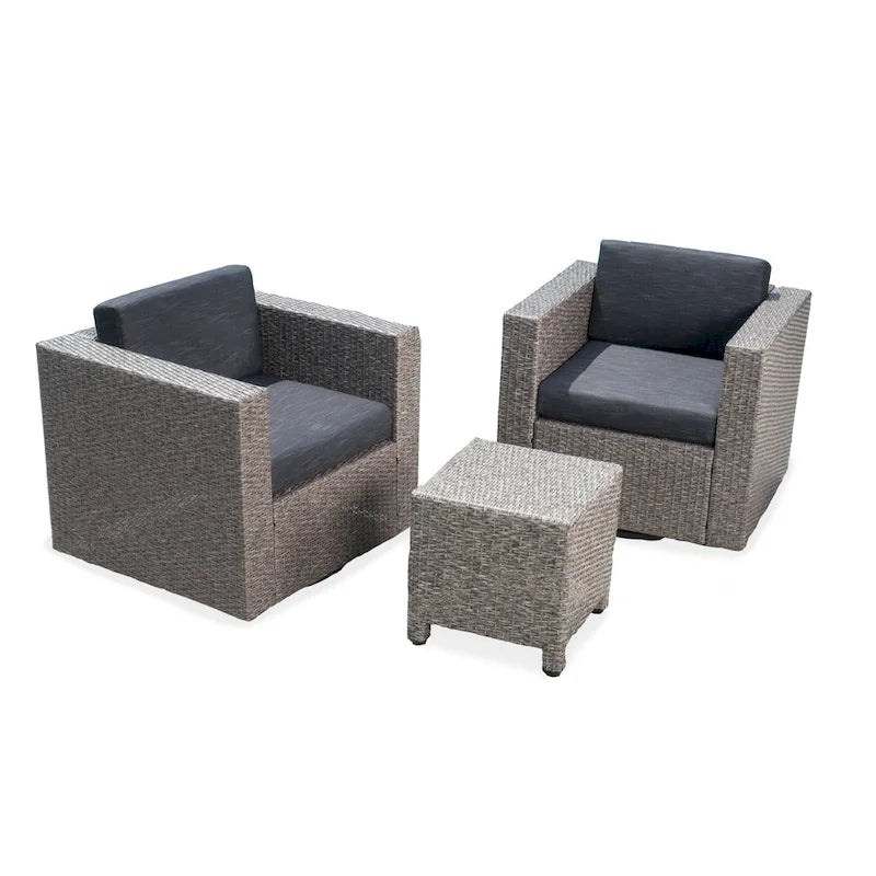 Salon de conversation Puerta Outdoor Wicker 3 pièces pivotant avec coussins de Christopher Knight Home