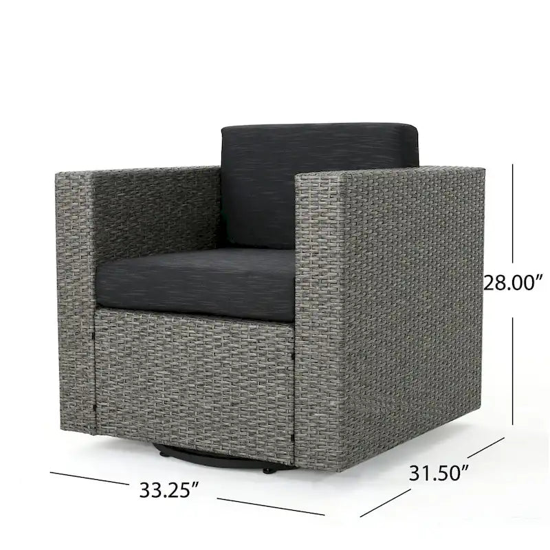 Salon de conversation Puerta Outdoor Wicker 3 pièces pivotant avec coussins de Christopher Knight Home