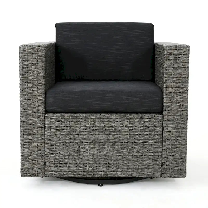 Salon de conversation Puerta Outdoor Wicker 3 pièces pivotant avec coussins de Christopher Knight Home