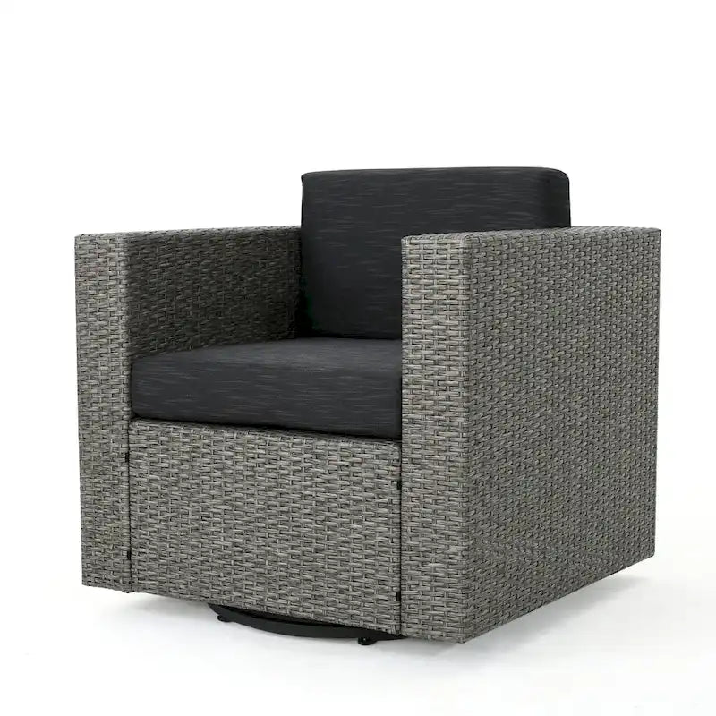 Salon de conversation Puerta Outdoor Wicker 3 pièces pivotant avec coussins de Christopher Knight Home