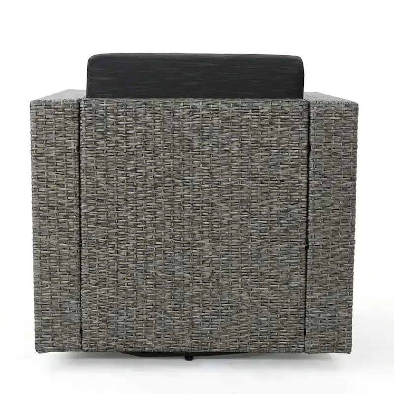 Salon de conversation Puerta Outdoor Wicker 3 pièces pivotant avec coussins de Christopher Knight Home