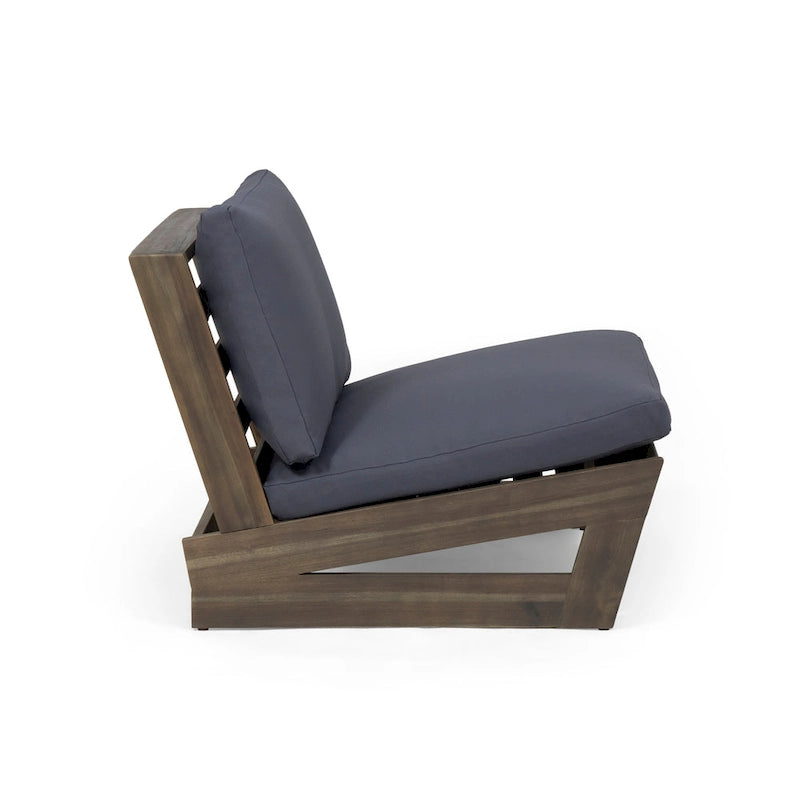 Chaises longues d'extérieur en bois d'acacia Sherwood et foyer carré au propane de 50 000 BTU de Christopher Knight Home