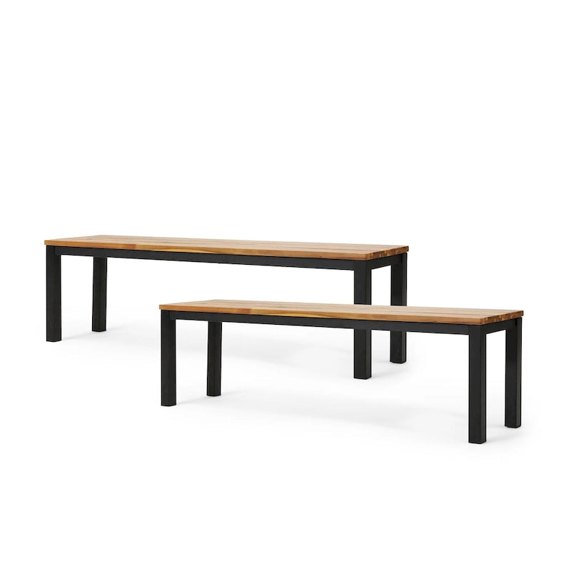 Banc de salle à manger d'extérieur Lindsey Acacia en bois et fer par Christopher Knight Home