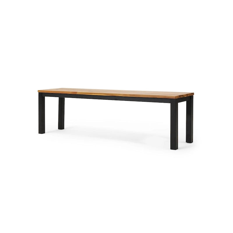 Banc de salle à manger d'extérieur Lindsey Acacia en bois et fer par Christopher Knight Home