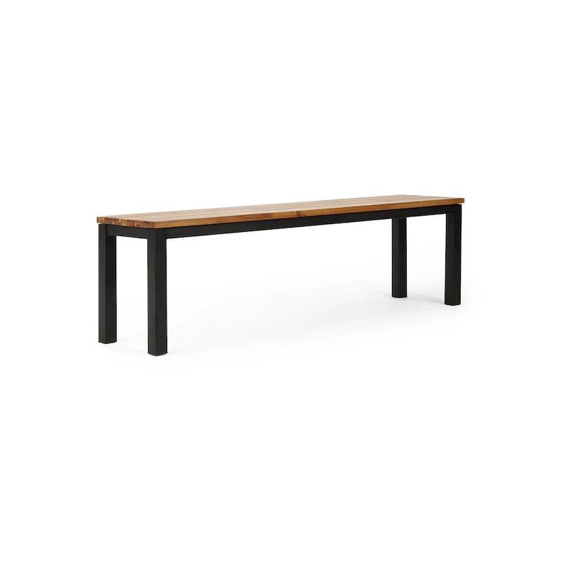 Banc de salle à manger d'extérieur Lindsey Acacia en bois et fer par Christopher Knight Home