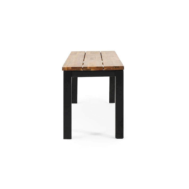 Banc de salle à manger d'extérieur Lindsey Acacia en bois et fer par Christopher Knight Home