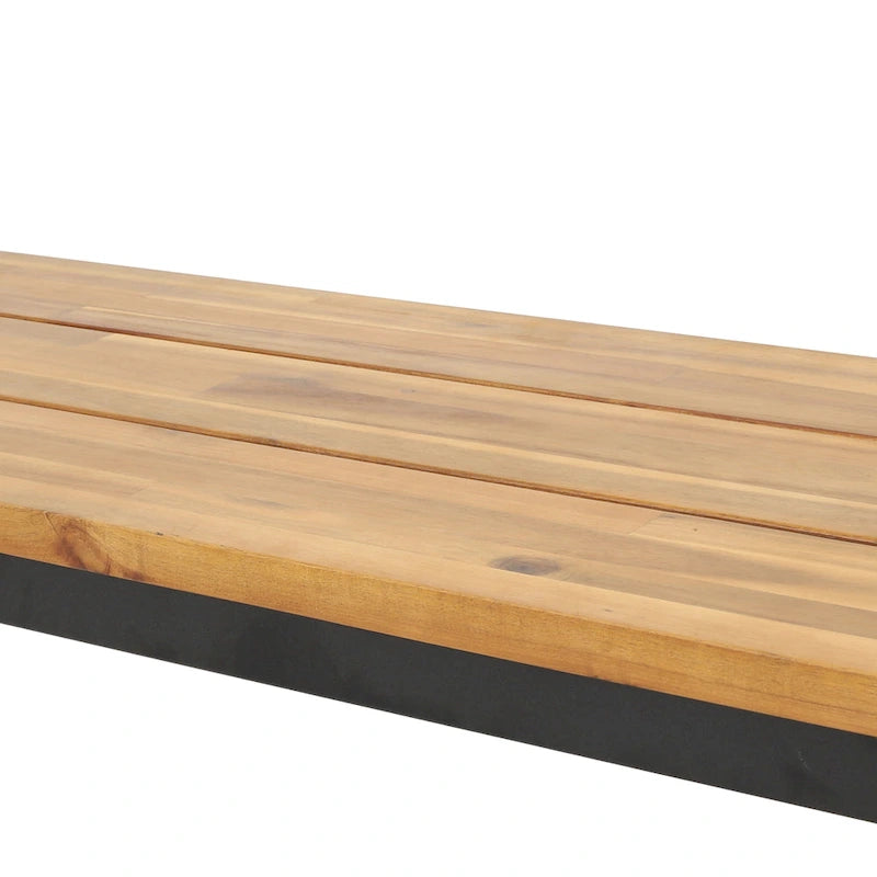 Banc de salle à manger d'extérieur Lindsey Acacia en bois et fer par Christopher Knight Home