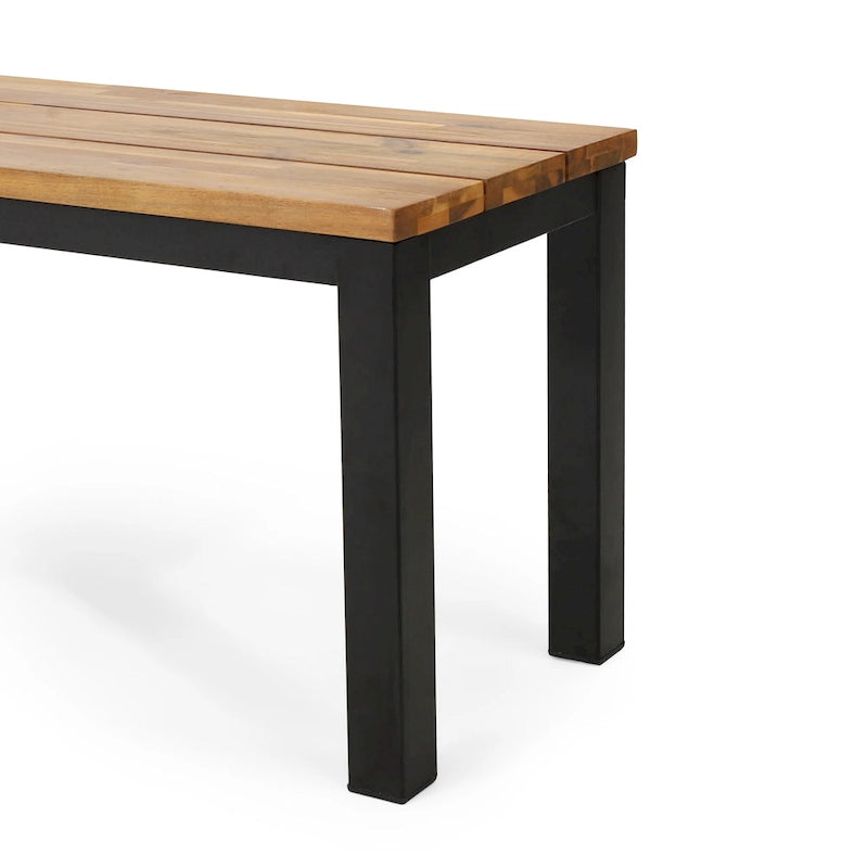 Banc de salle à manger d'extérieur Lindsey Acacia en bois et fer par Christopher Knight Home