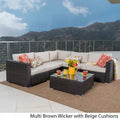 Ensemble de mobilier d'extérieur de sectionnel 6 pièces en osier avec coussins Santa Rosa par Christopher Knight Home