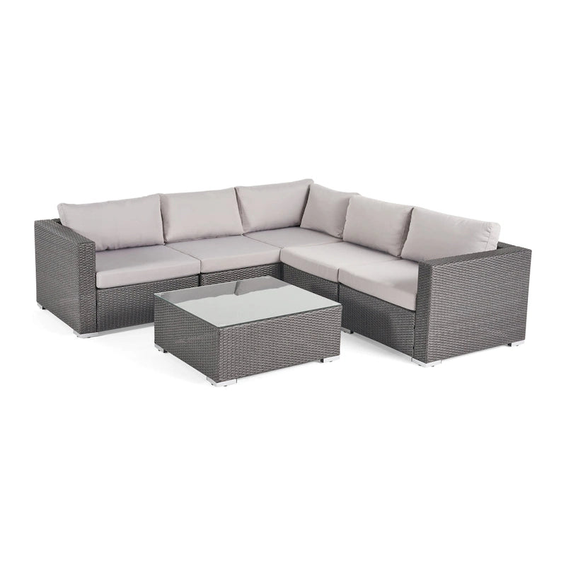 Ensemble de mobilier d'extérieur de sectionnel 6 pièces en osier avec coussins Santa Rosa par Christopher Knight Home