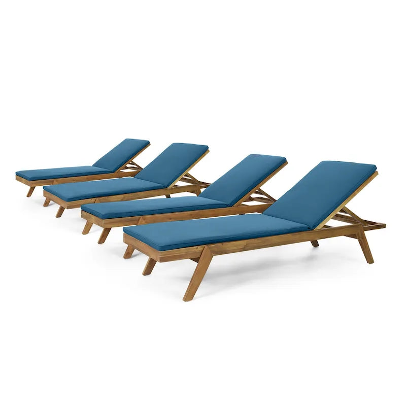 Chaise longue d'extérieur Caily en bois d'acacia avec coussins par Christopher Knight Home