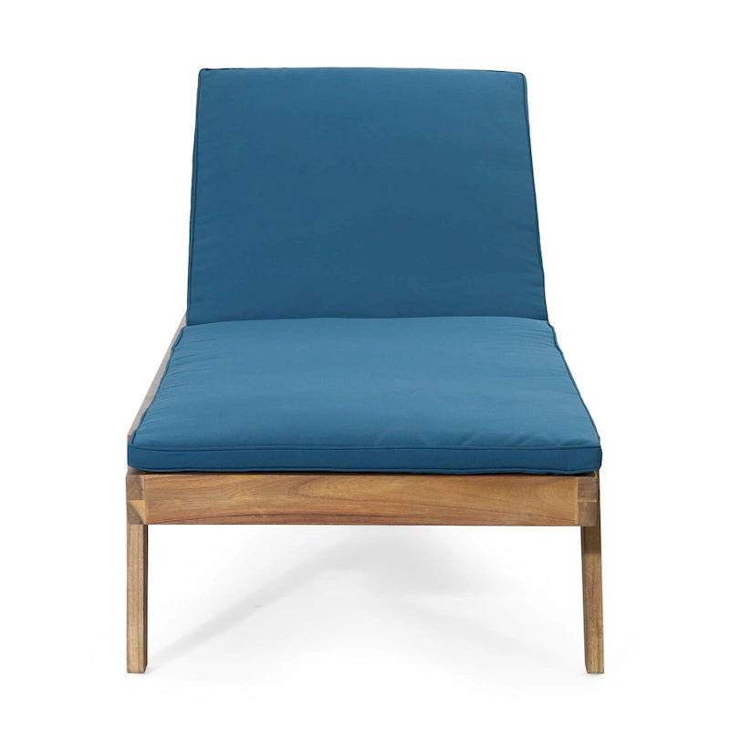 Chaise longue d'extérieur Caily en bois d'acacia avec coussins par Christopher Knight Home