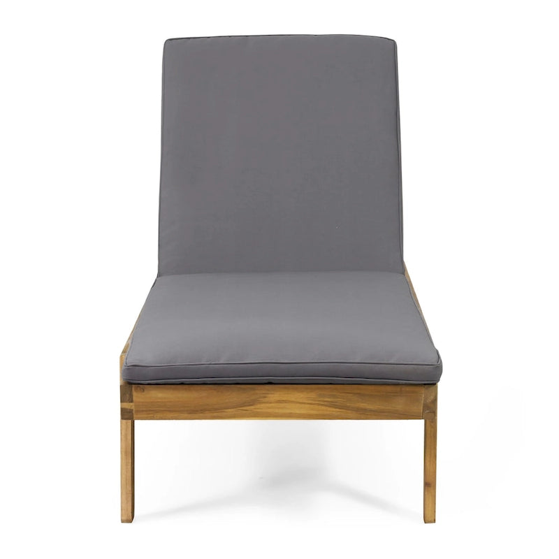 Chaise longue d'extérieur Caily en bois d'acacia avec coussins par Christopher Knight Home