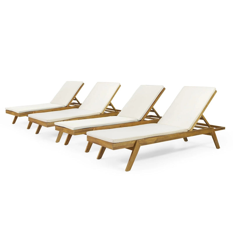 Chaise longue d'extérieur Caily en bois d'acacia avec coussins par Christopher Knight Home