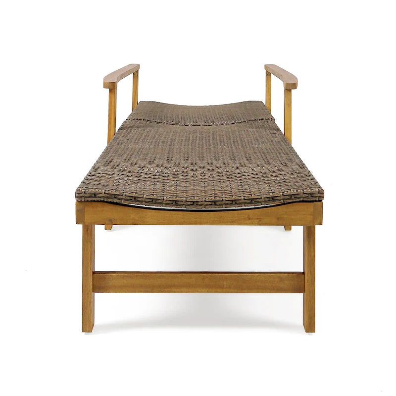 Chaise longue de jardin rustique en bois d'acacia Hampton avec assise en osier (lot de 4) par Christopher Knight Home