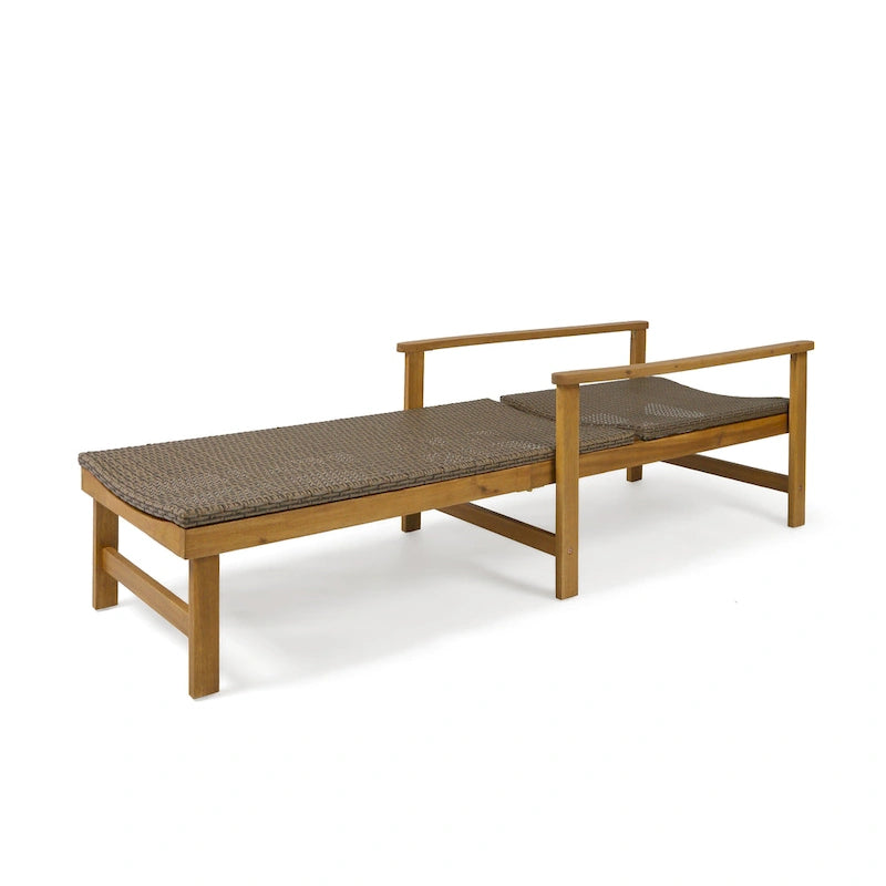 Chaise longue de jardin rustique en bois d'acacia Hampton avec assise en osier (lot de 4) par Christopher Knight Home