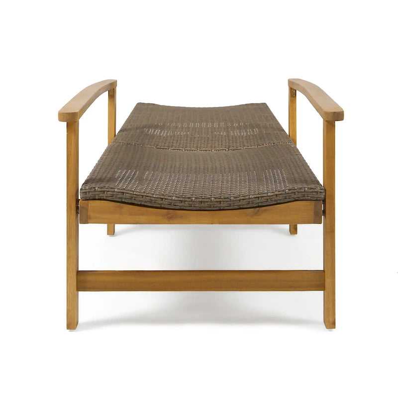 Chaise longue de jardin rustique en bois d'acacia Hampton avec assise en osier (lot de 4) par Christopher Knight Home