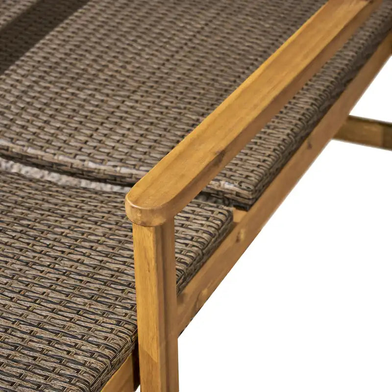 Chaise longue de jardin rustique en bois d'acacia Hampton avec assise en osier (lot de 4) par Christopher Knight Home