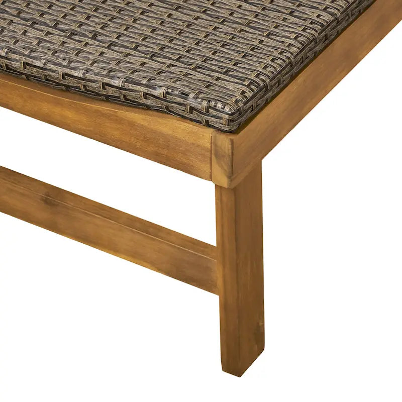 Chaise longue de jardin rustique en bois d'acacia Hampton avec assise en osier (lot de 4) par Christopher Knight Home