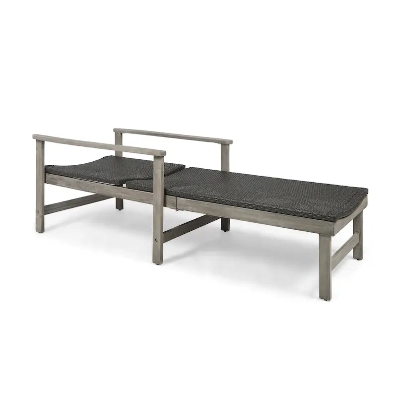 Chaise longue de jardin rustique en bois d'acacia Hampton avec assise en osier (lot de 4) par Christopher Knight Home