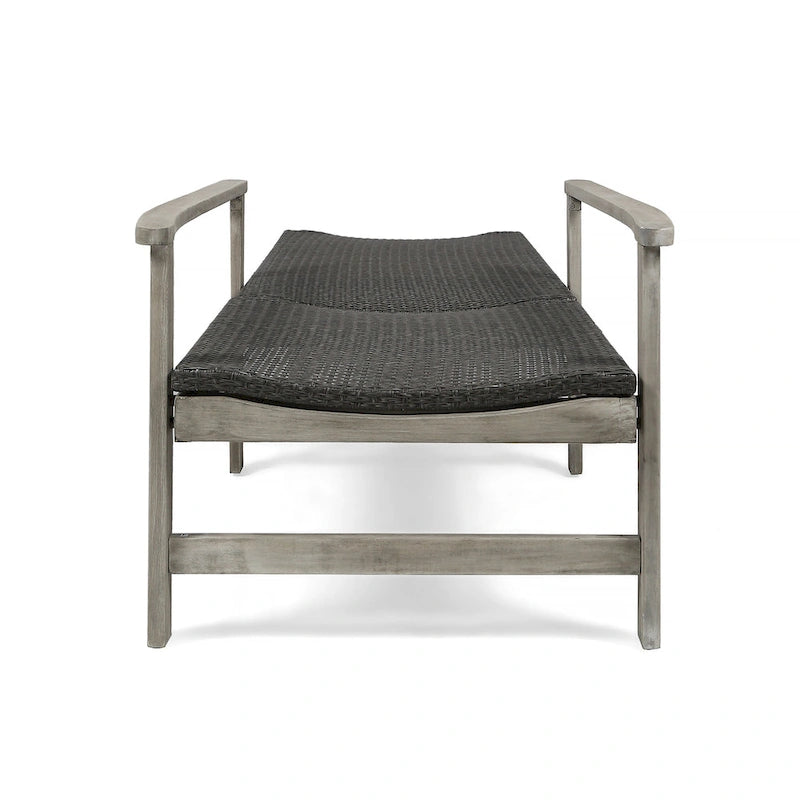 Chaise longue de jardin rustique en bois d'acacia Hampton avec assise en osier (lot de 4) par Christopher Knight Home