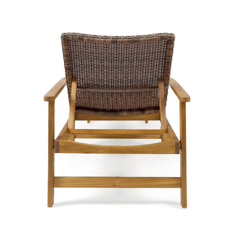 Chaise longue de jardin rustique en bois d'acacia Hampton avec assise en osier (lot de 4) par Christopher Knight Home