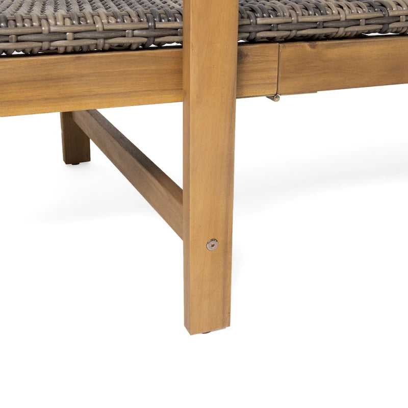 Chaise longue de jardin rustique en bois d'acacia Hampton avec assise en osier (lot de 4) par Christopher Knight Home