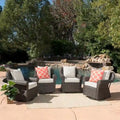Fauteuil à bascule pivotant en osier d'extérieur Amaya avec coussin (lot de 4) par Christopher Knight Home