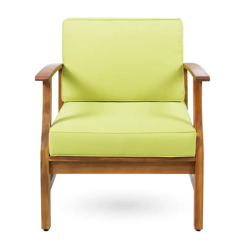 Fauteuil de club Perla d'extérieur en bois d'acacia avec coussin (lot de 4) par Christopher Knight Home