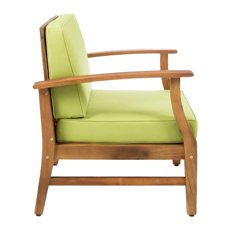 Fauteuil de club Perla d'extérieur en bois d'acacia avec coussin (lot de 4) par Christopher Knight Home
