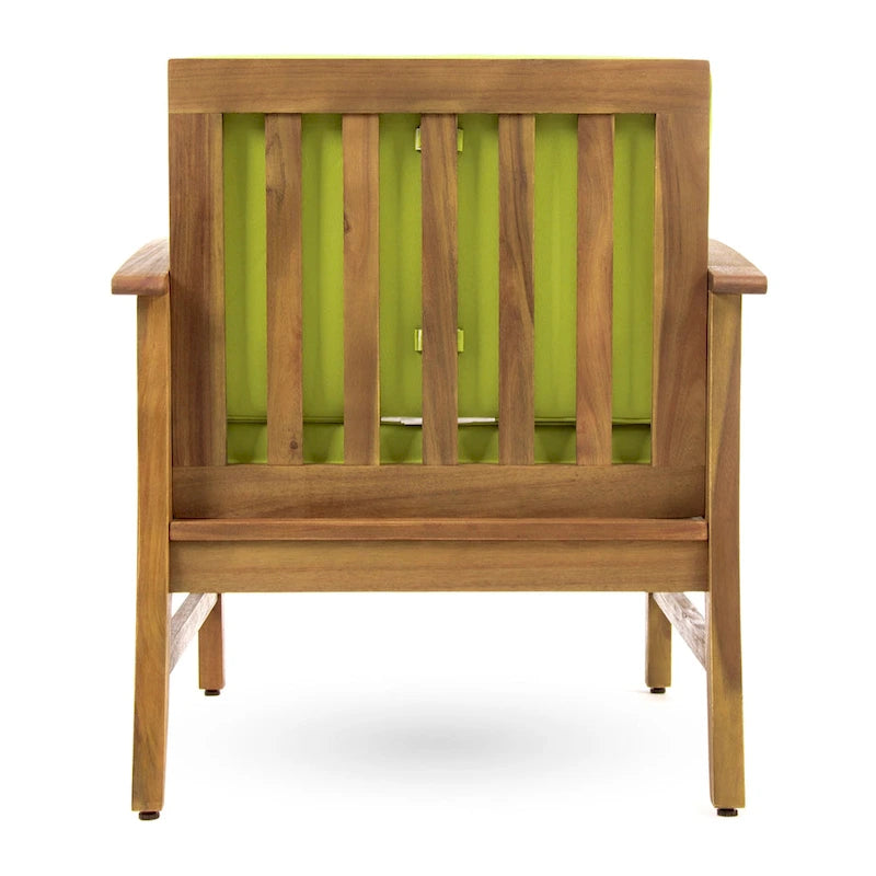 Fauteuil de club Perla d'extérieur en bois d'acacia avec coussin (lot de 4) par Christopher Knight Home