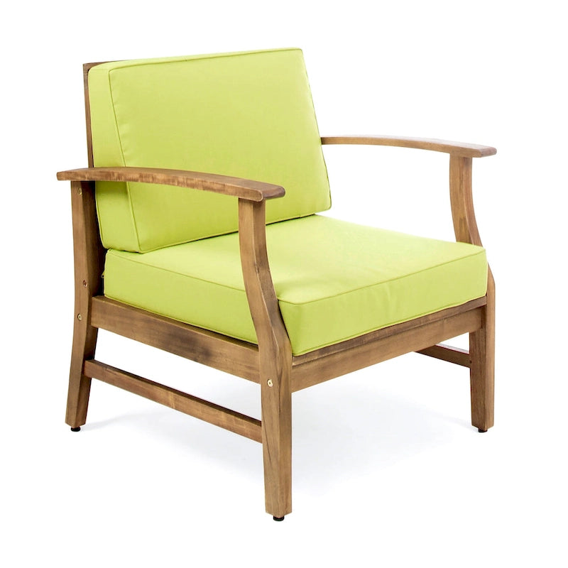 Fauteuil de club Perla d'extérieur en bois d'acacia avec coussin (lot de 4) par Christopher Knight Home