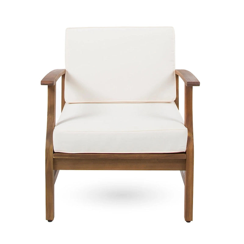 Fauteuil de club Perla d'extérieur en bois d'acacia avec coussin (lot de 4) par Christopher Knight Home
