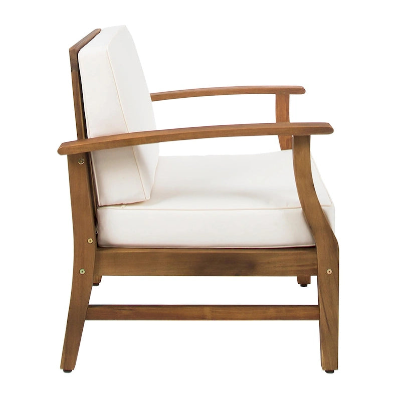 Fauteuil de club Perla d'extérieur en bois d'acacia avec coussin (lot de 4) par Christopher Knight Home