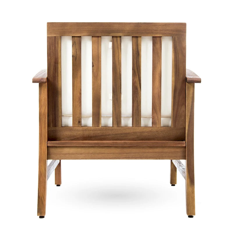 Fauteuil de club Perla d'extérieur en bois d'acacia avec coussin (lot de 4) par Christopher Knight Home