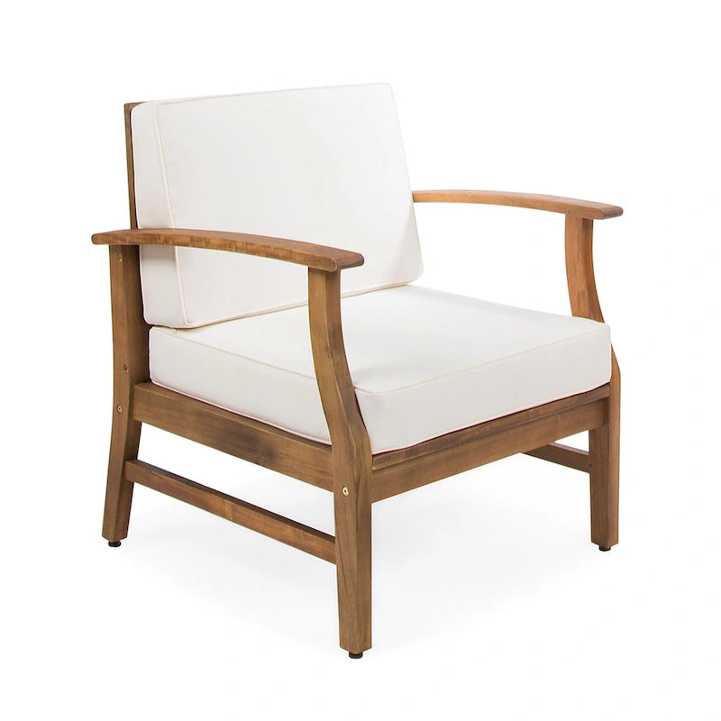 Fauteuil de club Perla d'extérieur en bois d'acacia avec coussin (lot de 4) par Christopher Knight Home