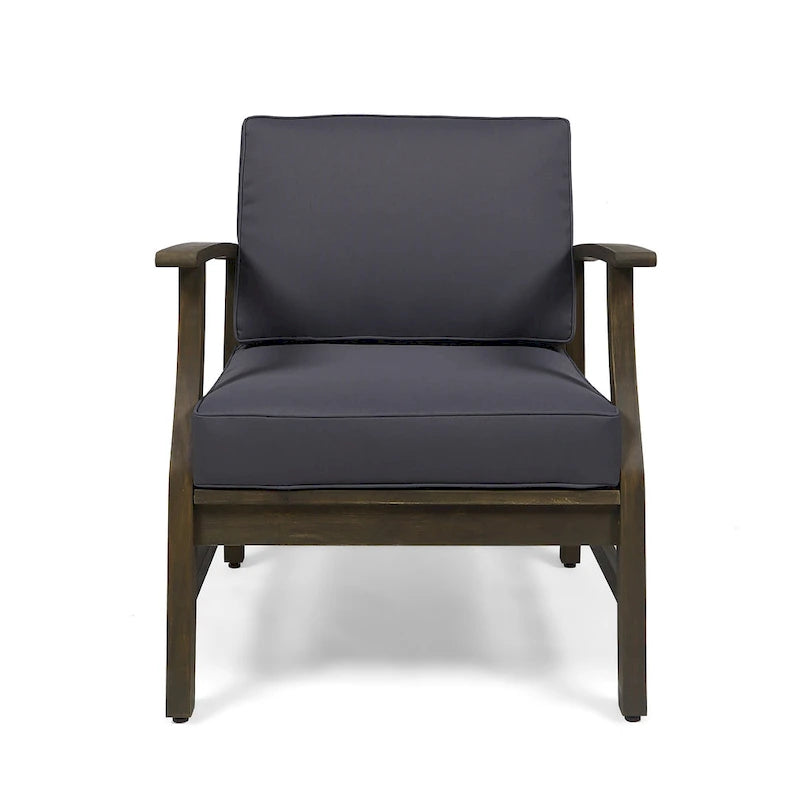 Fauteuil de club Perla d'extérieur en bois d'acacia avec coussin (lot de 4) par Christopher Knight Home