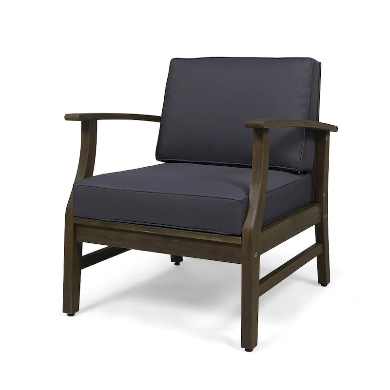 Fauteuil de club Perla d'extérieur en bois d'acacia avec coussin (lot de 4) par Christopher Knight Home
